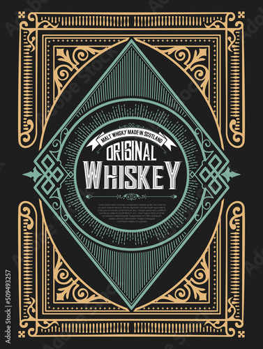Whiskey label with old frames