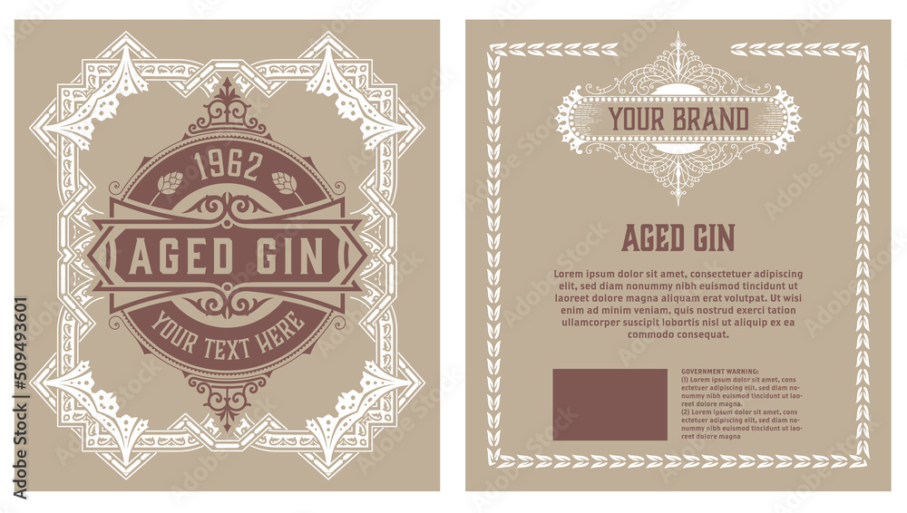 Fototapeta premium Whiskey label with old frames