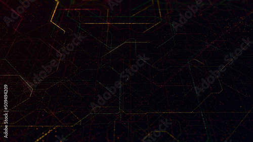 Fotografering Lines moving in diagram on dark background