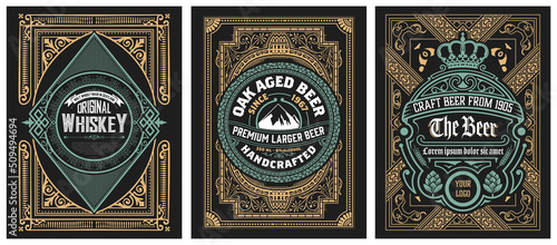 Set of 3 vintage labels for packing