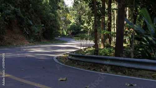 Asphalt road in tropical forest of Southeast Asia.