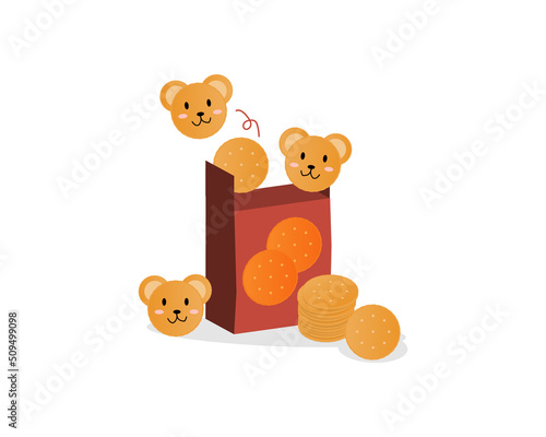 cute bear cracker pop out from the snack box for digital printing or shirt