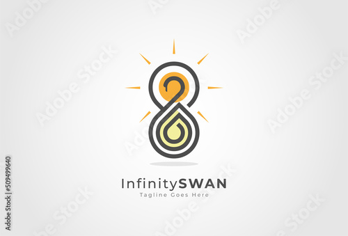 Swan logo, combination of sun swans to form a symbol of infinite beauty, flat design logo template, vector illustration