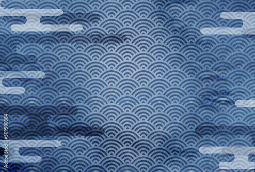 和紙　和柄　波　背景