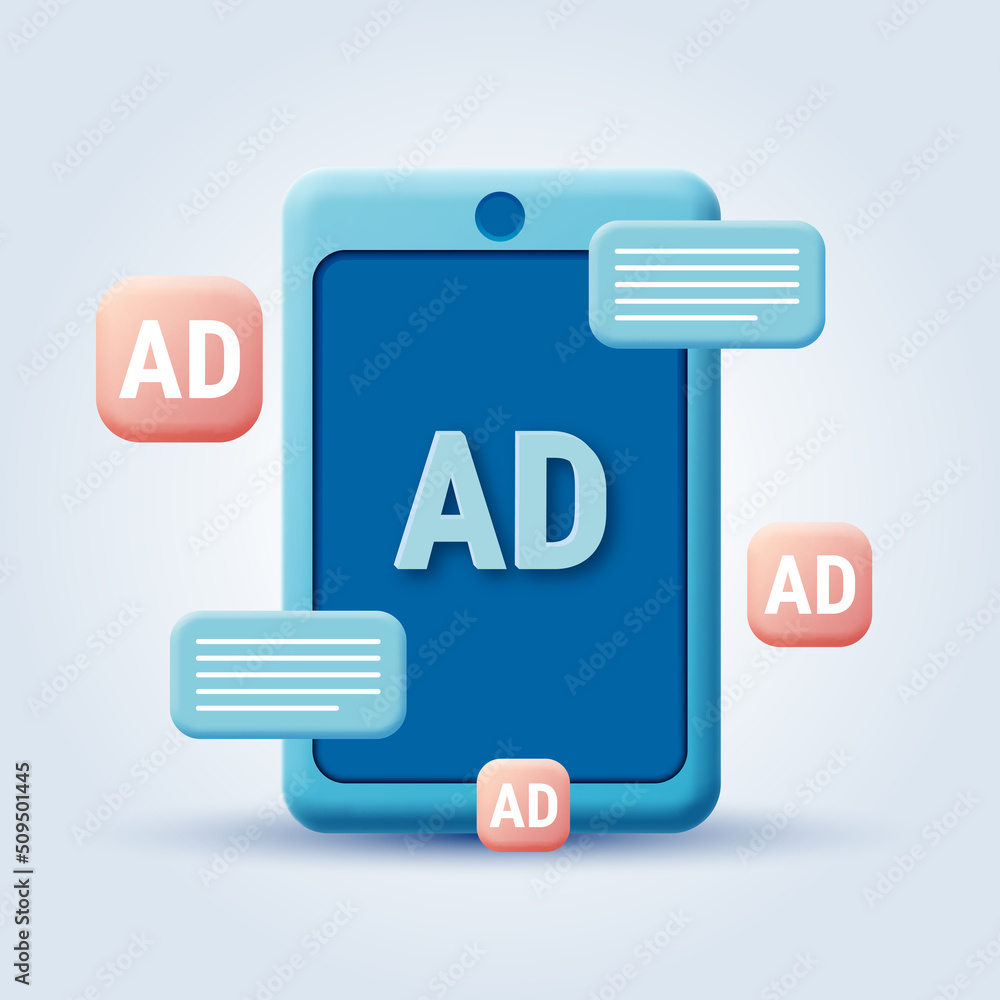 Mobile advertising, marketing, promotion cartoon style vector concept illustration Mobile advertising, marketing, promotion cartoon style vector concept illustration