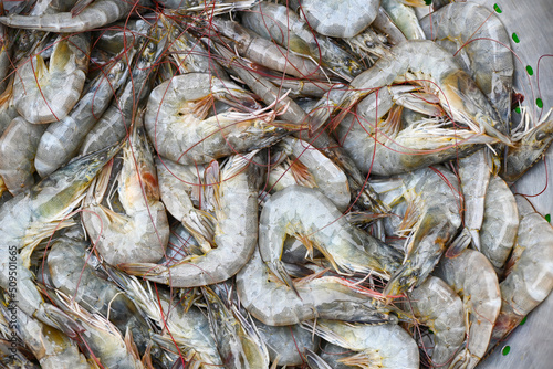 raw shrimps on washing shrimp on bowl shrimps background , fresh shrimp prawns for cooking seafood food in the kitchen