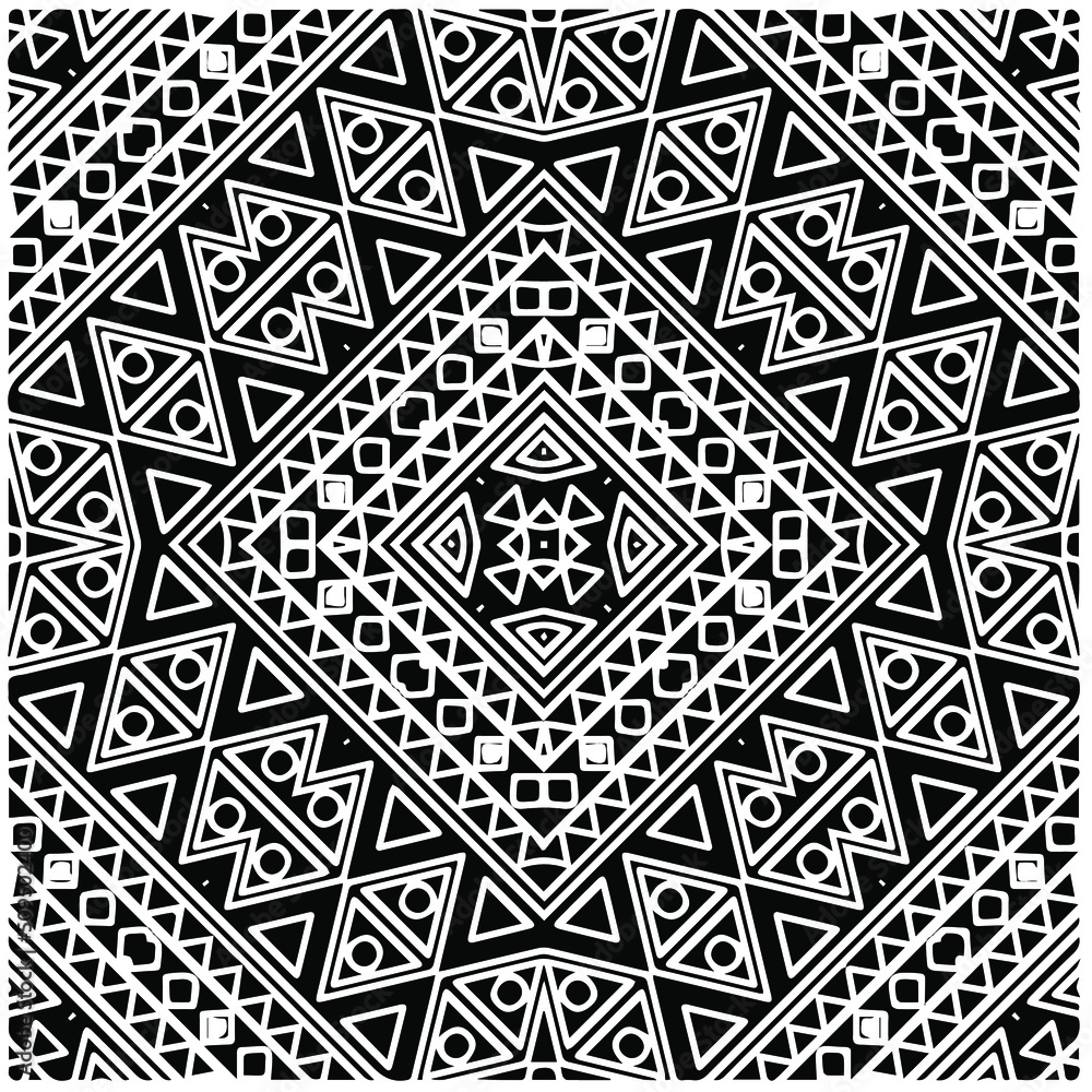 Abstract background with black and white mandala. Unique geometric vector swatch. Perfect for site backdrop, wrapping paper, wallpaper, textile and surface design. Abstract background with black and white mandala. Unique geometric vector swatch. Perfect for site backdrop, wrapping paper, wallpaper, textile and surface design.