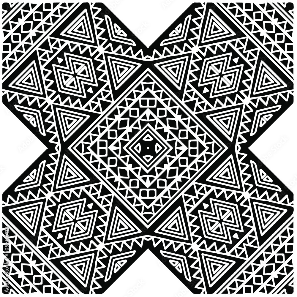 Abstract background with black and white mandala. Unique geometric vector swatch. Perfect for site backdrop, wrapping paper, wallpaper, textile and surface design.