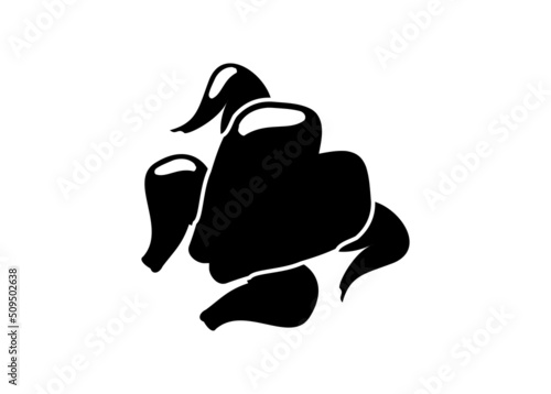 Raw chicken meat. Simple illustration in black and white.