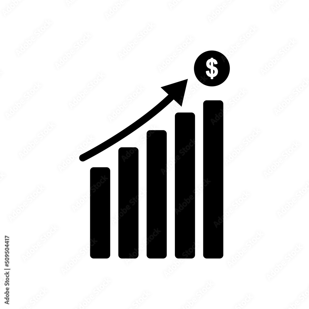 graph icon vector with arrow and dollar. Business symbol, business target. Solid icon style, glyph. Simple design illustration editable graph icon vector with arrow and dollar. Business symbol, business target. Solid icon style, glyph. Simple design illustration editable