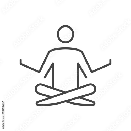 Man doing exercises. Meditation and yoga related line icon