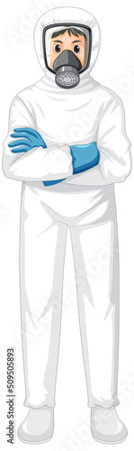 Man in protective hazmat suit