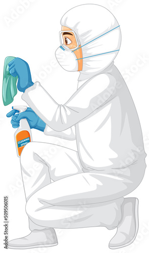 Man in protective hazmat suit