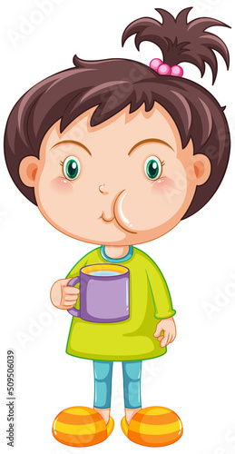 Cute girl holding a cup of water