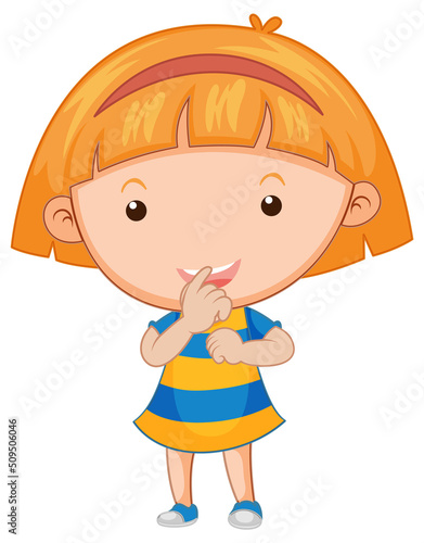 Cartoon little girl with big head