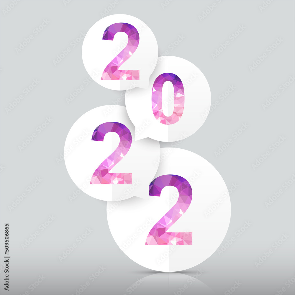 Happy new year 2022 vector background. Polygon number text on paper bubble. Happy new year 2022 vector background. Polygon number text on paper bubble.