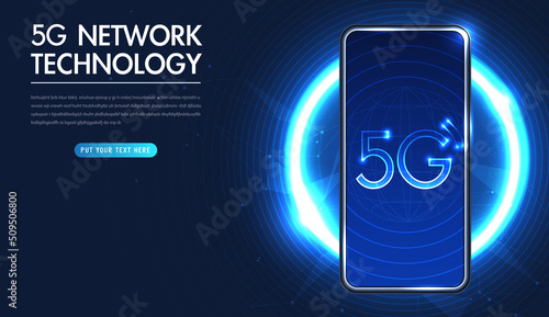 6G technology concept. modern city and communication 6g network connection concept with smartphone. high-speed mobile Internet, new generation networks. mixed media. vector design