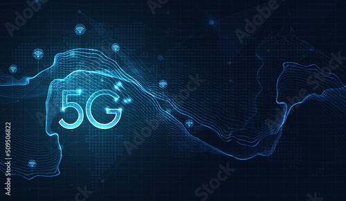 5G technology wireless data transmission, high-speed internet in abstract. Information flow modern network connection concept background. global connection and internet network concept. vector design