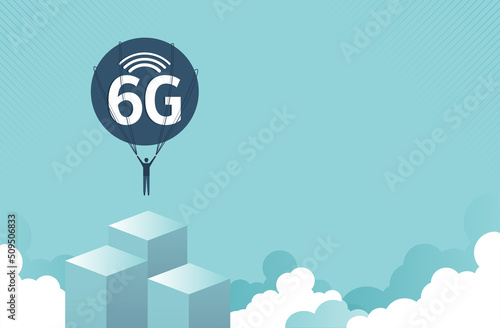 6G fast and soar into the sky. technology wireless data transmission. global connection and internet network concept. vector design