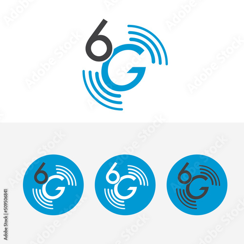 6G logo network connection. Flat design 6G symbol and 6G icon, network technology icon. new generation networks. vector design