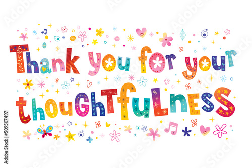 Thank you for your thoughtfulness - card with unique lettering