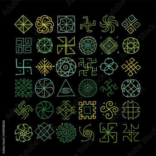 Sacred geometry, symbol set. Alchemy, religion, philosophy, spirituality. Han...