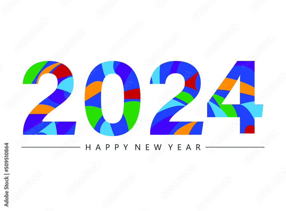 Happy new year 2024. Typography logo 2024 vision, 2024 New Year banner