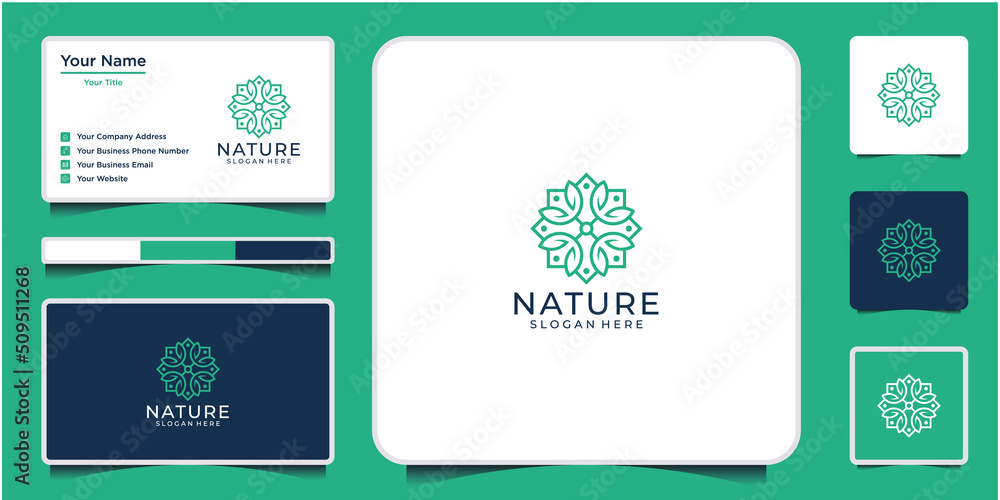 Elegant flower logo design line art. Elegant flower logo design line art.