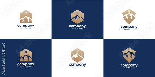 Home mountain logo design modern and business card 
