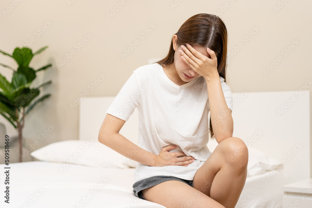 Flatulence ulcer, asian young woman, girl hands in belly, stomachache from food poisoning, abdominal pain and digestive problem, gastritis or diarrhoea. Abdomen inflammation, menstrual period people. Flatulence ulcer, asian young woman, girl hands in belly, stomachache from food poisoning, abdominal pain and digestive problem, gastritis or diarrhoea. Abdomen inflammation, menstrual period people.