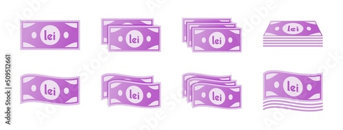 Romanian Leu Banknote Icon Set