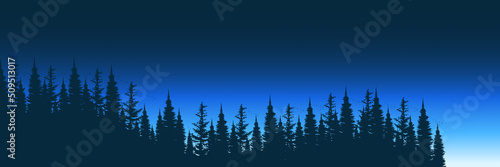 forest silhouette landscape flat design vector illustration good for  web banner, ads banner, tourism banner, wallpaper, background template, and adventure design backdrop	