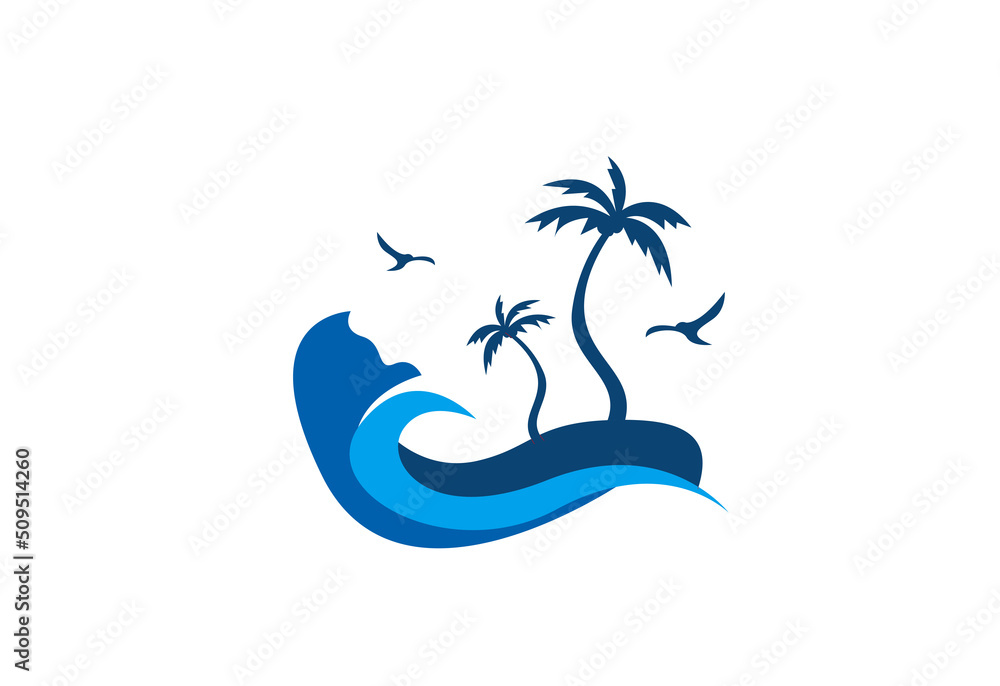 Beach Car Logo Vector Illustration