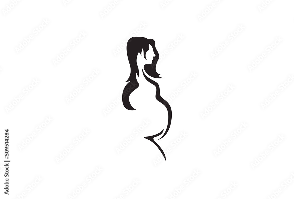 Woman pregnant icon logo design vector template