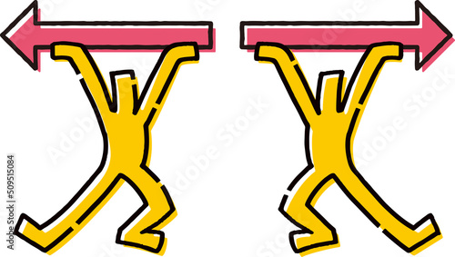 左右の矢印を持つ棒人間