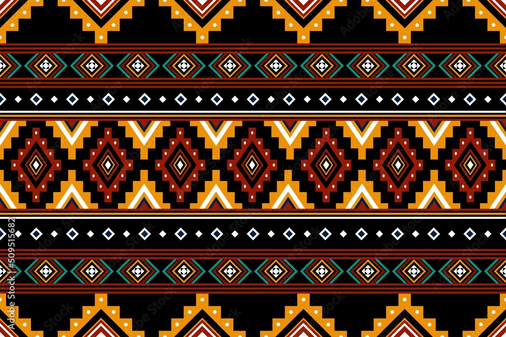 Geometric ethnic oriental seamless pattern traditional Design for background,carpet,wallpaper.clothing,wrapping,Batik fabric,Vector illustration.embroidery style, Sadu. - obrazy, fototapety, plakaty 
