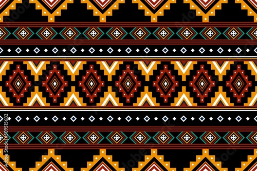 Geometric ethnic oriental seamless pattern traditional Design for background,carpet,wallpaper.clothing,wrapping,Batik fabric,Vector illustration.embroidery style, Sadu.