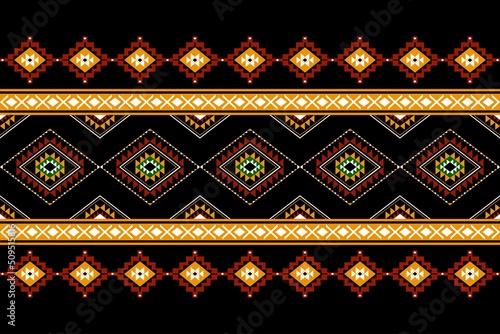 Geometric ethnic oriental seamless pattern traditional Design for background,carpet,wallpaper.clothing,wrapping,Batik fabric,Vector illustration.embroidery style, Sadu.