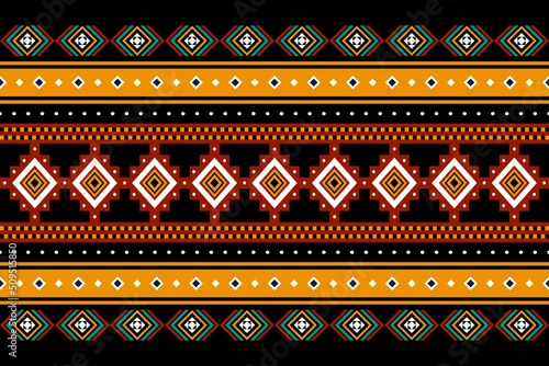 Geometric ethnic oriental seamless pattern traditional Design for background,carpet,wallpaper.clothing,wrapping,Batik fabric,Vector illustration.embroidery style, Sadu.