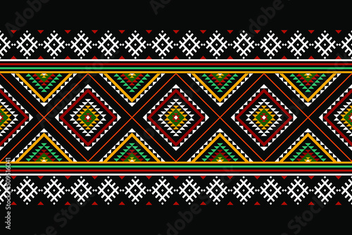 Geometric ethnic oriental seamless pattern traditional Design for background,carpet,wallpaper.clothing,wrapping,Batik fabric,Vector illustration.embroidery style, Sadu.