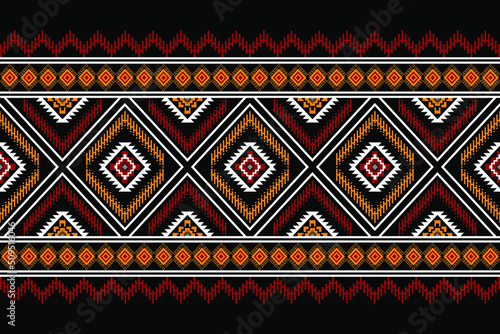 Geometric ethnic oriental seamless pattern traditional Design for background,carpet,wallpaper.clothing,wrapping,Batik fabric,Vector illustration.embroidery style, Sadu.