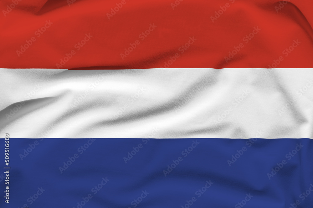 Netherlands national flag, folds and hard shadows on the canvas