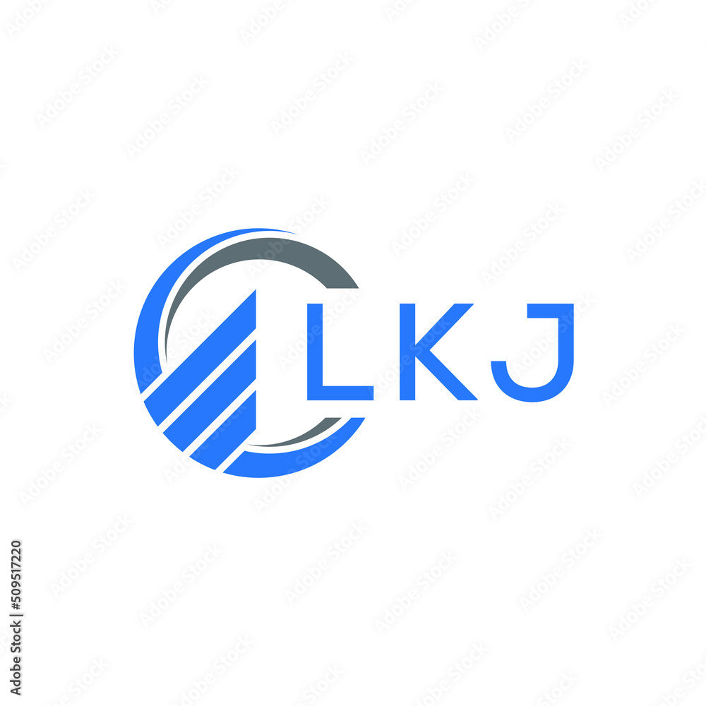 LKJ Flat accounting logo design on white  background. LKJ creative initials Growth graph letter logo concept. LKJ business finance logo design.