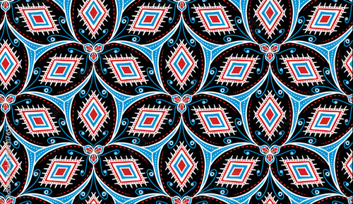 Geometric ethnic pattern seamless flower color. seamless pattern. Design for fabric,curtain,background,carpet,wallpaper,clothing,wrapping,Batik,mandalas,fabric,Vector illustration. pattern style. photo