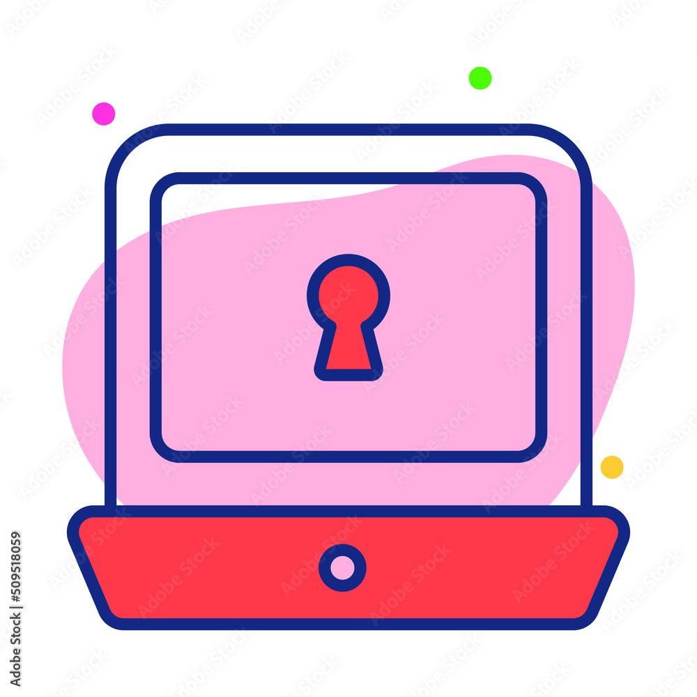 laptop security Finance Related Vector Line Icon. Editable Stroke Pixel Perfect.