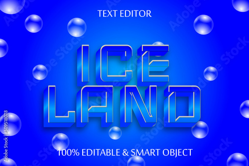 Ice land editable text effect 3 dimension emboss modern style