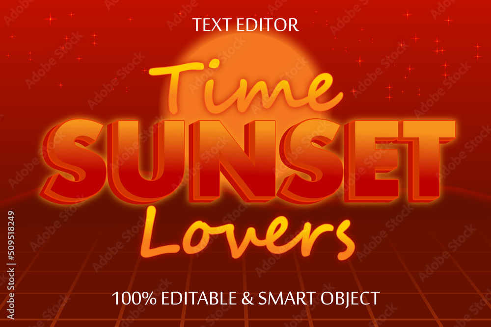 sunset effect 3 dimension emboss neon style