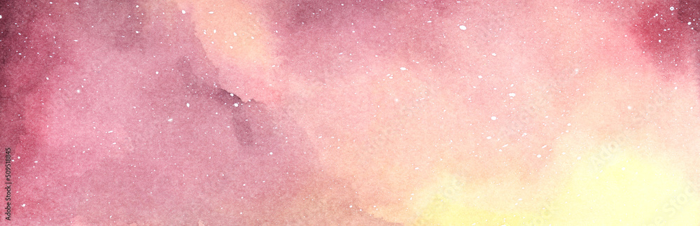 Obraz premium Cosmic background. Colorful watercolor galaxy or night sky with stars