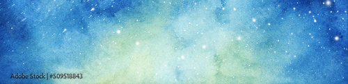 Cosmic background. Colorful watercolor galaxy or night sky with stars