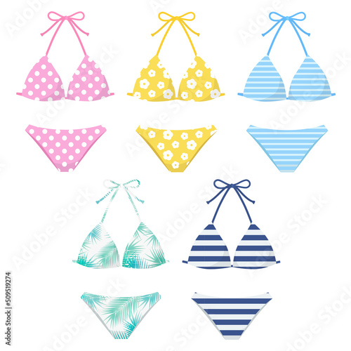 女性用水着セット_ビキニ_ベクターイラスト